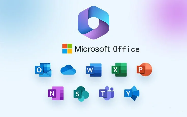 Microsoft Office 产品展示图，实际界面以所选版本为准