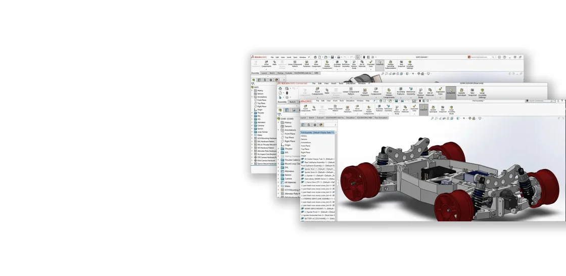 SolidWorks 产品展示图，实际界面以所选版本为准
