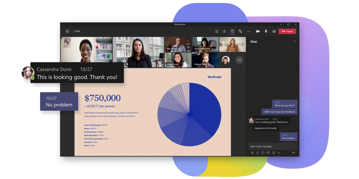Microsoft Teams 产品展示图,实际界面以所选版本为准